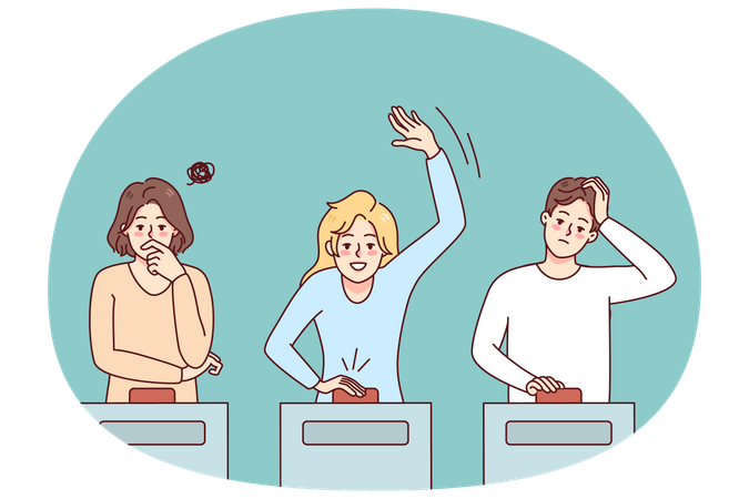People participate in TV quiz show  Illustration