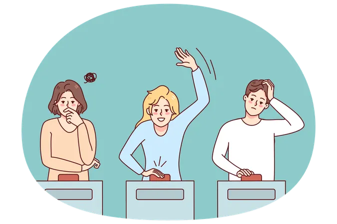 People participate in TV quiz show  Illustration