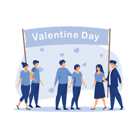 People participate valentines day event  Illustration