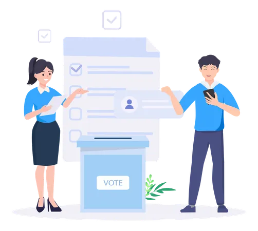 People participating in election by casting vote  Illustration