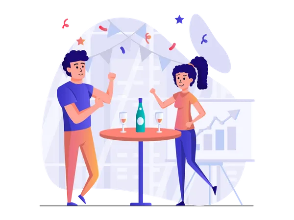 People partying and drinking champagne  Illustration