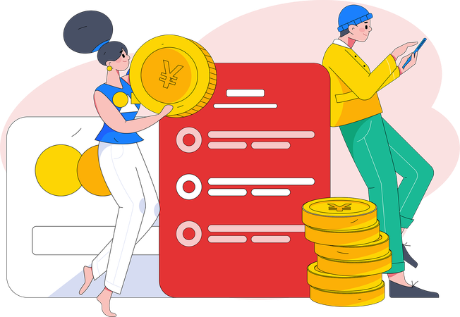 People paying by credit card  Illustration