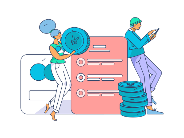 People paying by credit card  Illustration