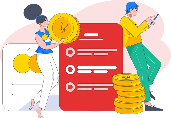 People paying by credit card  Illustration