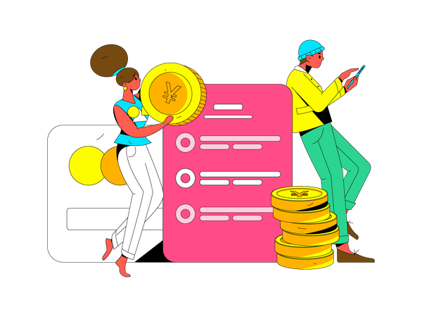 People paying by credit card  Illustration