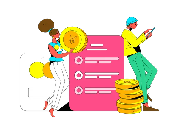 People paying by credit card  Illustration