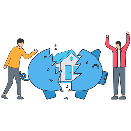 People paying house installment  Illustration