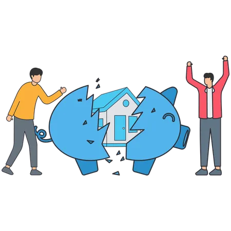 People paying house installment  Illustration