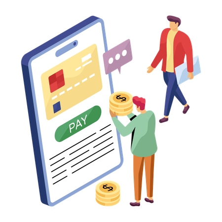 People paying money through card  Illustration