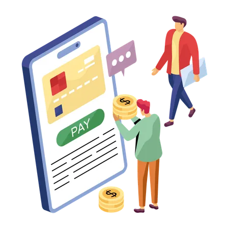 People paying money through card  Illustration