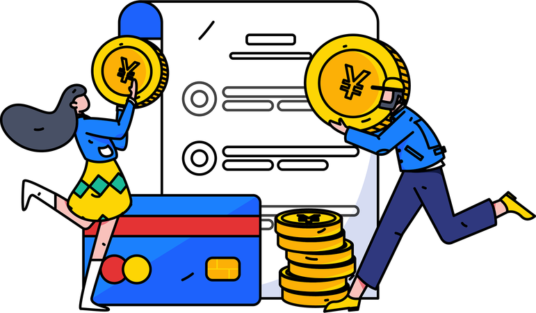 People paying shopping bill from coin  Illustration