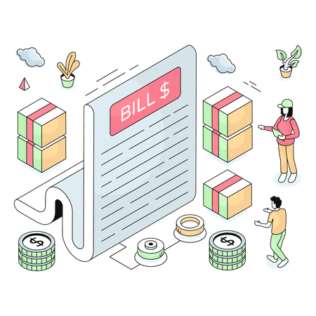 People paying shopping bill  Illustration