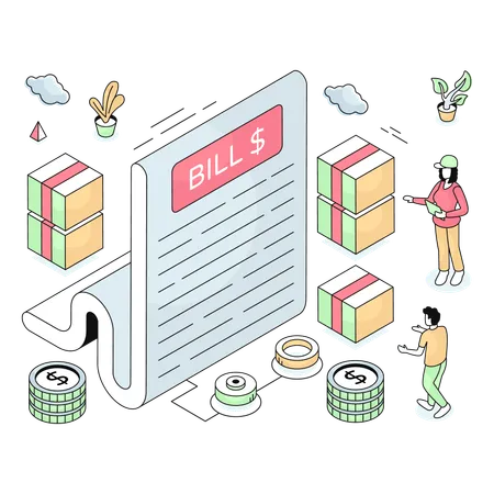 People paying shopping bill  Illustration