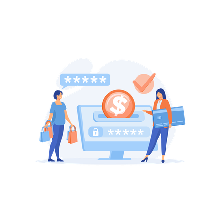 People Paying Successfully  Illustration