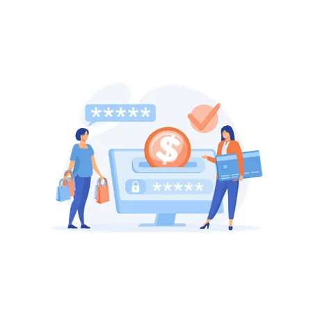 People Paying Successfully  Illustration