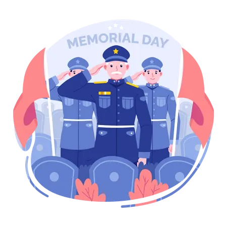People paying their respects on memorial day  Illustration
