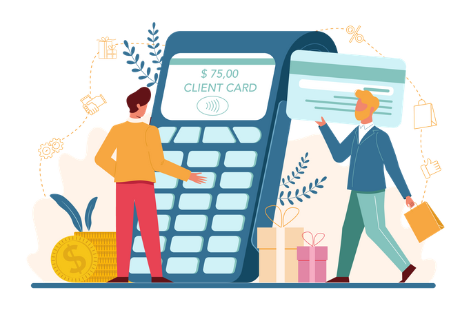 People paying via card Illustration