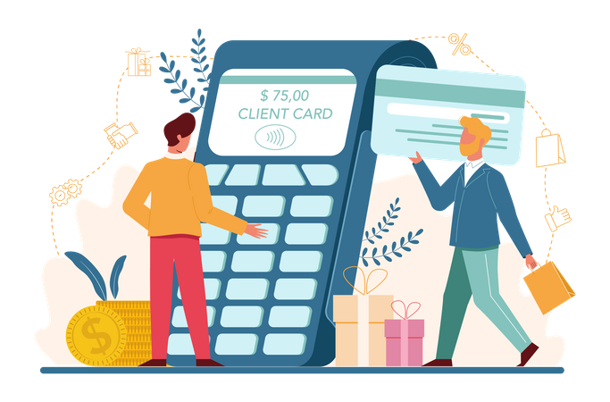 People paying via card  Illustration