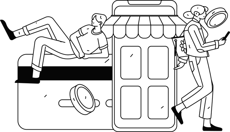 People paying via card on E-Commerce app for convenience  Illustration