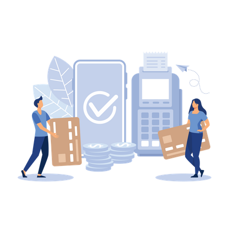 People paying via POS terminal  Illustration