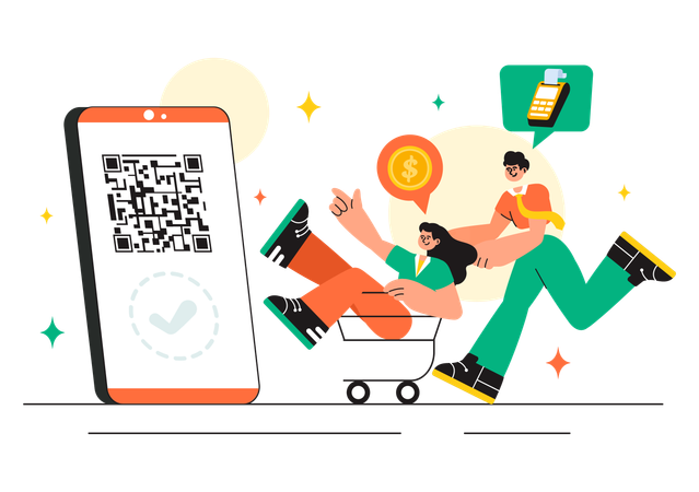 People Paying via Qr code  Illustration