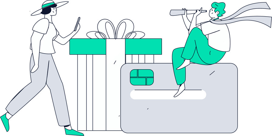 People Payment By Card  Illustration