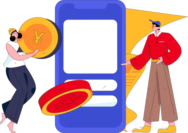 People payment by Mobile  Illustration
