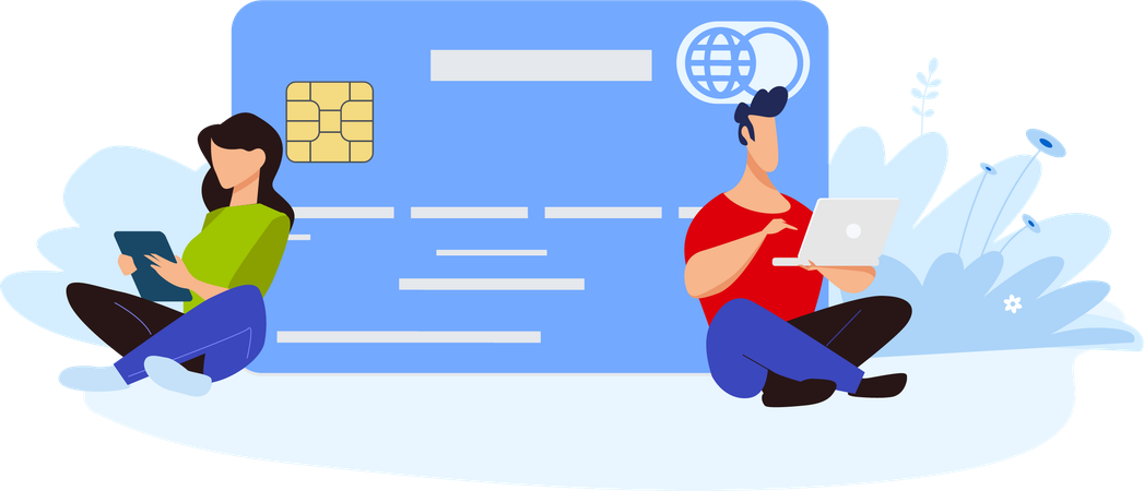 People payment via card  Illustration