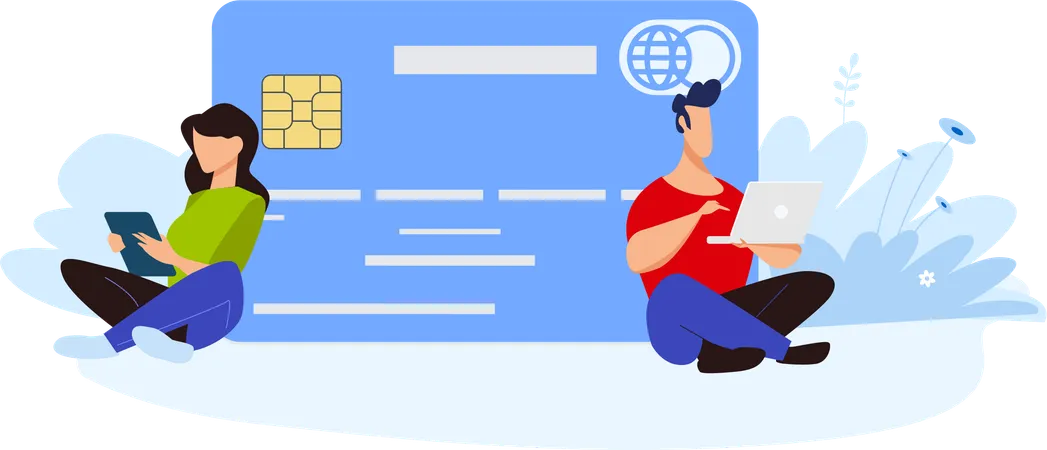 People payment via card  Illustration