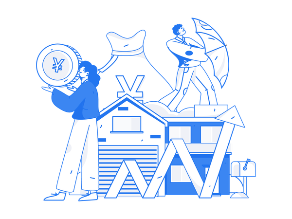 People pays house rent  Illustration