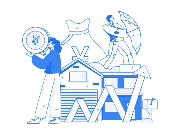 People pays house rent  Illustration