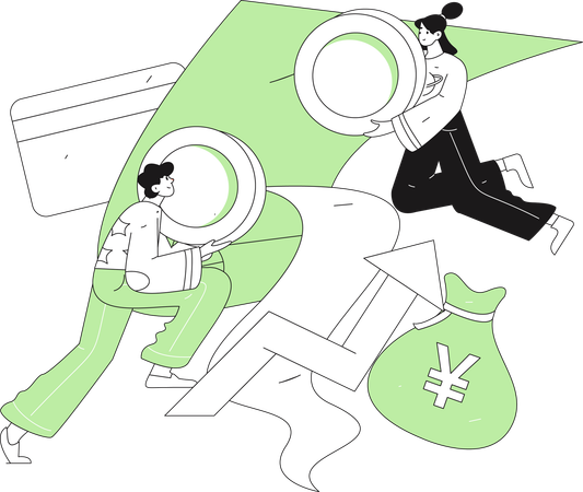 People pays shopping bill expense  Illustration