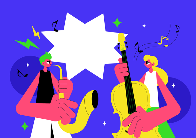 People Performing in International Music Day  Illustration