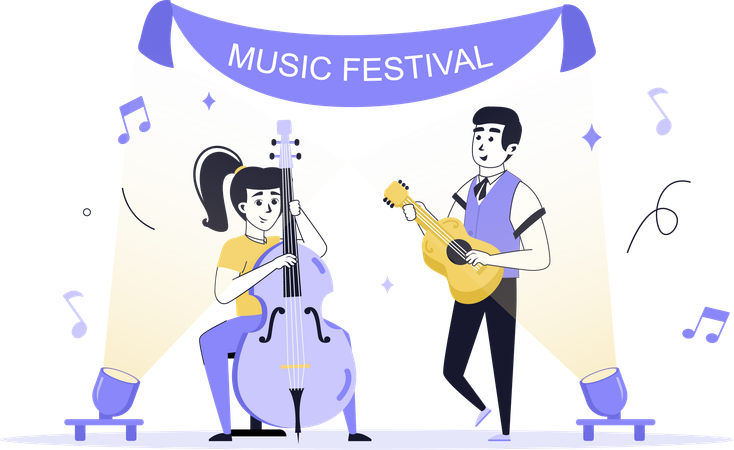 People performing in music festival  Illustration