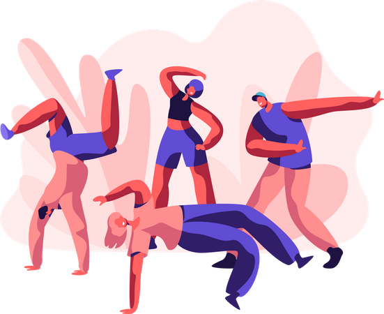 People performing street freestyle dance Illustration