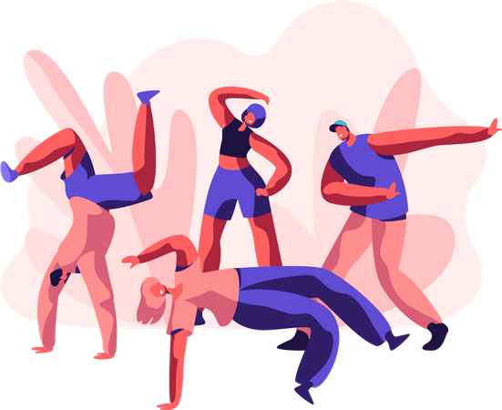 People performing street freestyle dance  Illustration