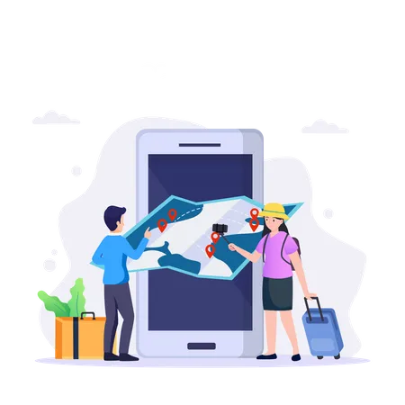 People Planning Of Travel And Tourism  Illustration