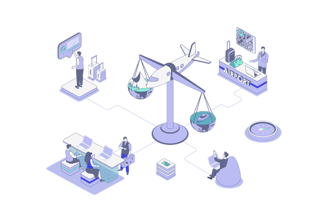 People planning vacation trip Illustration