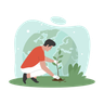 people plant trees illustration free download
