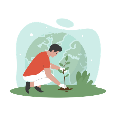 People plant trees  Illustration