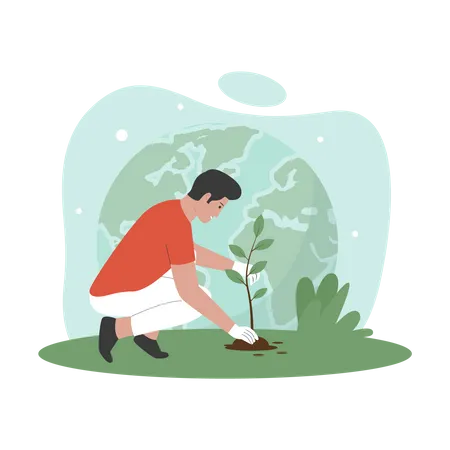 People plant trees  Illustration