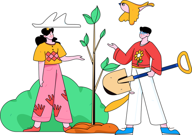 People planting more trees  Illustration