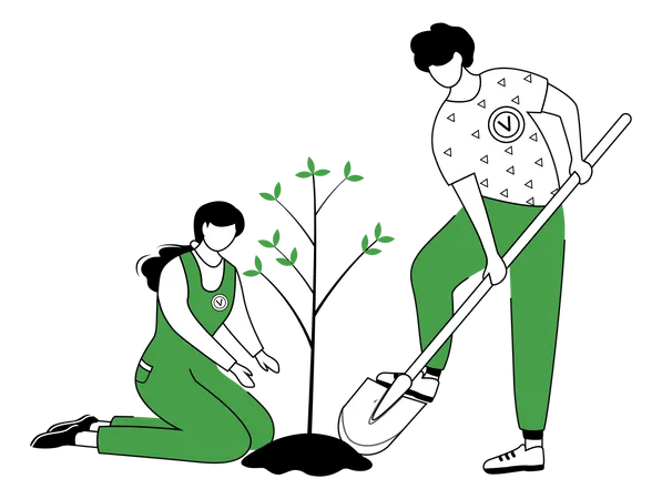 People planting tree  Illustration