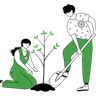 illustration for people planting tree