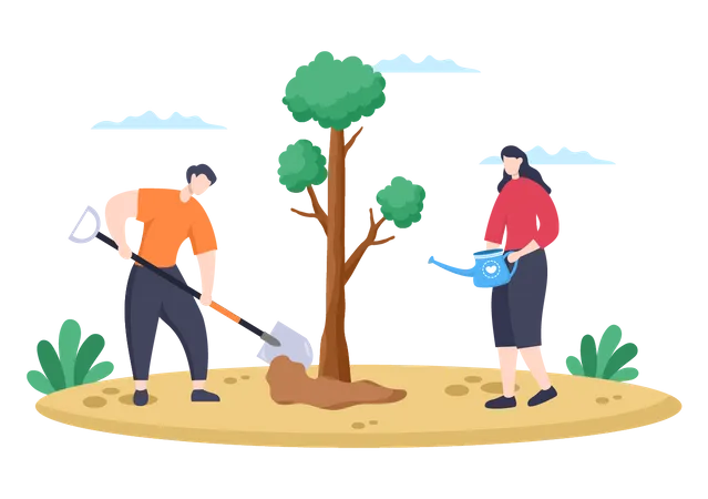 People Planting Tree  Illustration