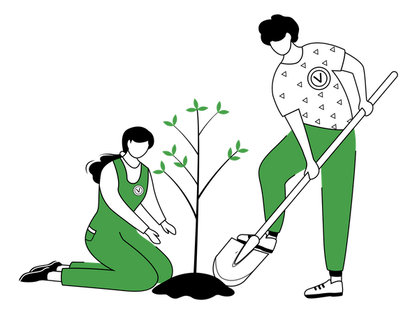 People planting tree  Illustration