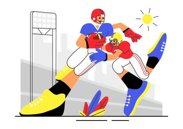 People playing american football  Illustration