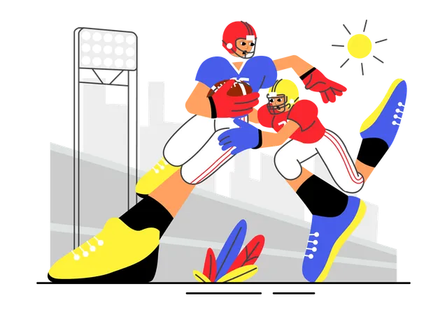 People playing american football  Illustration