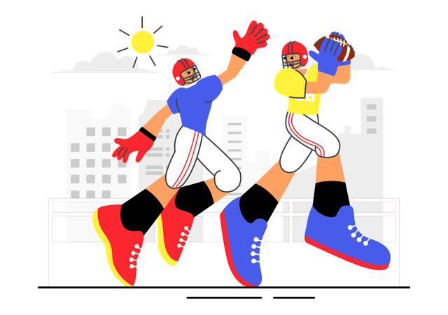 People playing american football  Illustration