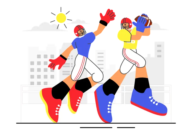 People playing american football  Illustration